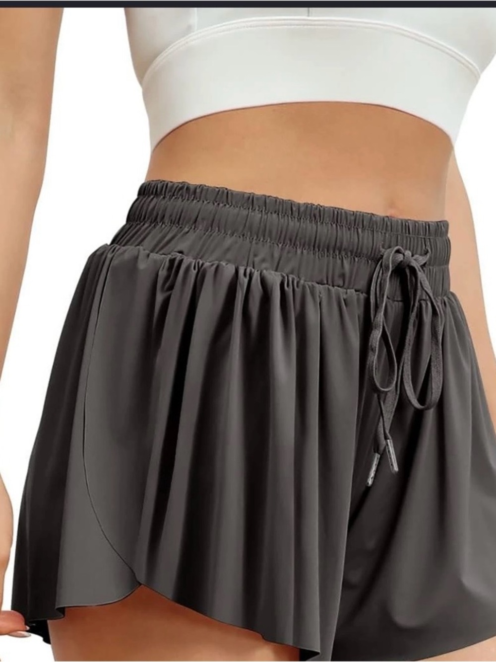 Women's Dark Gray Athletic Drawstring Shorts